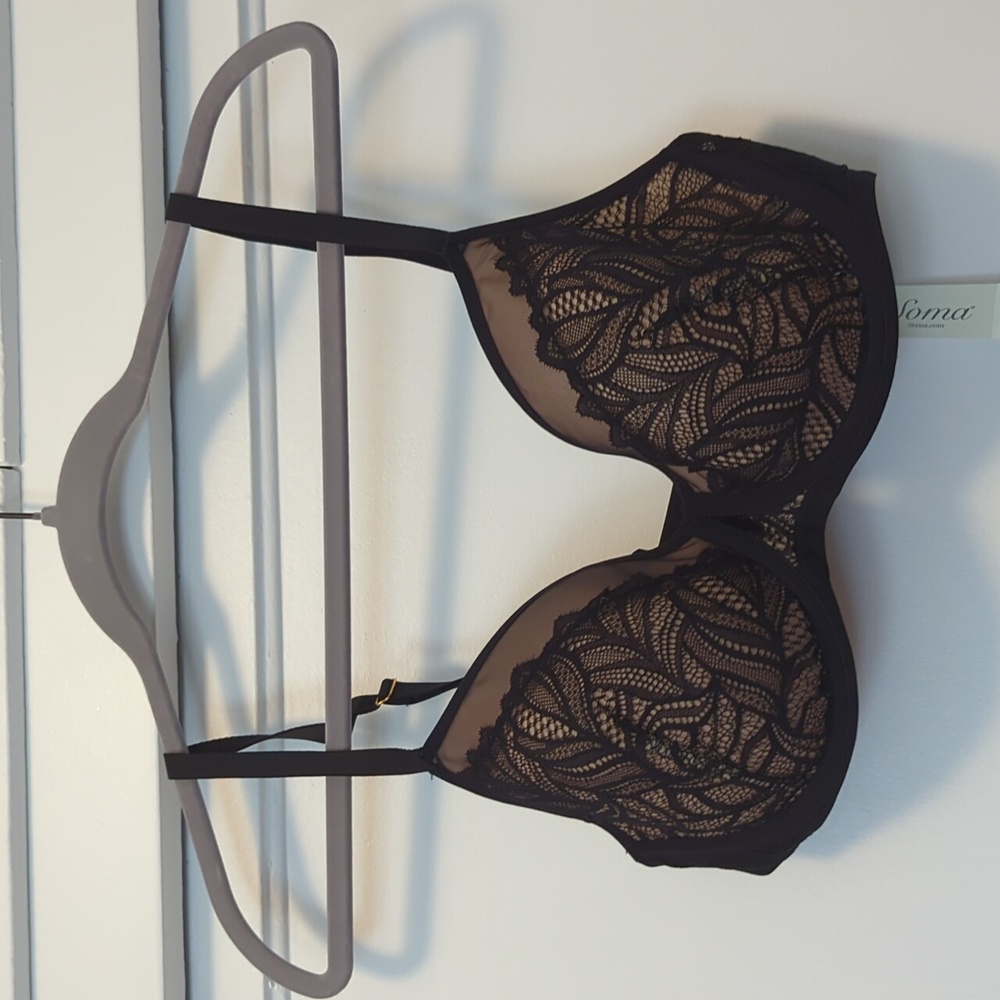 NWT Soma Lightest Lift Perfect Coverage Bra, Size 34DD, Black Leaf Lace